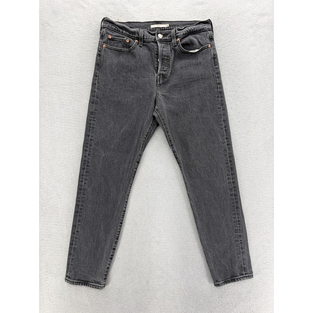 Levis Premium Wedgie Straight Jeans Womens 29 Gray Charcoal High Rise Denim Pant